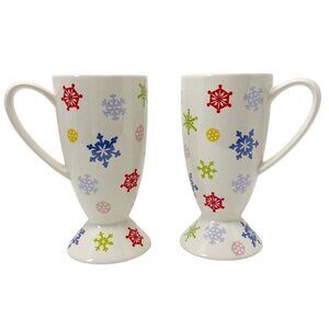 Whittard Of Chelsea Snowflake Latte Mugs Set Of 2 Multicolor Ceramic 2005 Made I